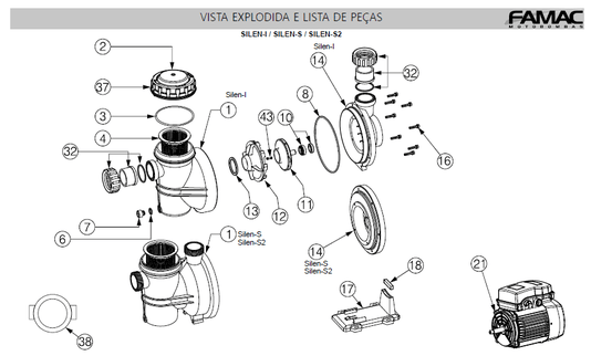 MOTOBOMBA SILEN-S-100M-M 1,0CV-110MM-TPOL-220V-2P-S- 60HZ-IP55-GCB-PR STD