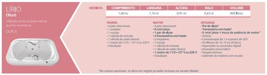 Ofurô Lírio Padrão Duplo em Gel Coat
