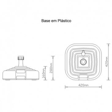 Base Plástica Para Guarda-Sol Com Pé Até 33mm de Diâmentro