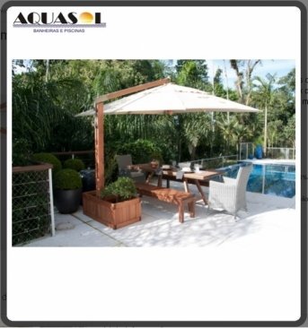 Ombrelone Lateral Slim Oitavado 360º Com Floreira em Madeira