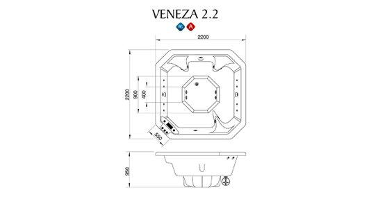 SPA Octogonal Veneza 2.2 em Acrílico