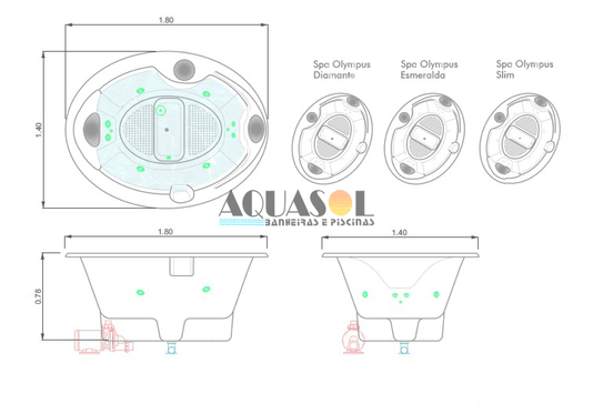 Spa Oval Olympus Diamante em Gel Coat