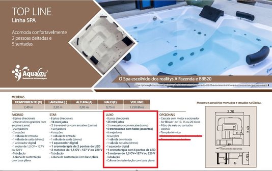 SPA Quadrada Top Line Luxo em Gel Coat