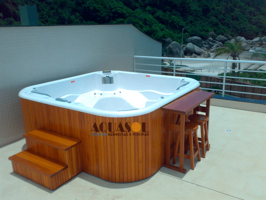 Spa Quadrado Aurora Slim em Gel Coat