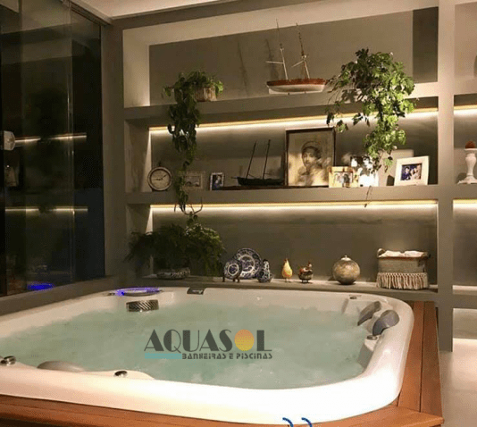 Spa Quadrado Aurora Slim em Gel Coat