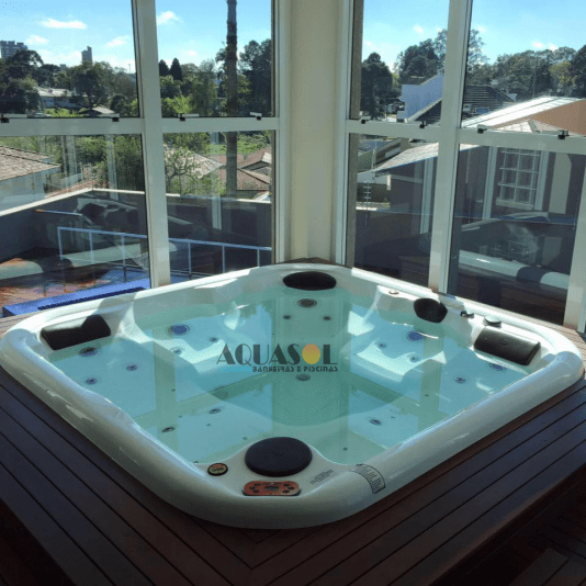 Spa Quadrado Aurora Slim em Gel Coat