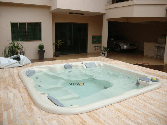 Spa Quadrado Aurora Slim em Gel Coat