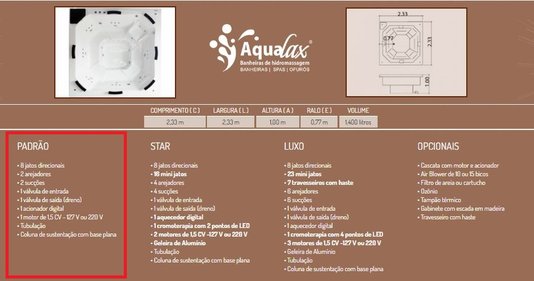 SPA Quadrado Azaléia Padrão em Gel Coat