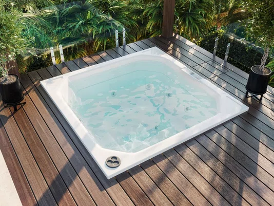 Spa Quadrado Cádiz Linha GLOW em Gel Coat c/ Capa e Gerador de Ozônio