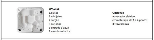 Spa Quadrado Multifibra em Gel Coat Padrão