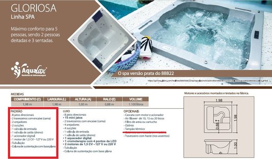 SPA Quadrado Gloriosa Padrão em Gel Coat