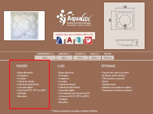 Spa Quadrado Irís Padrão em Gel Coat
