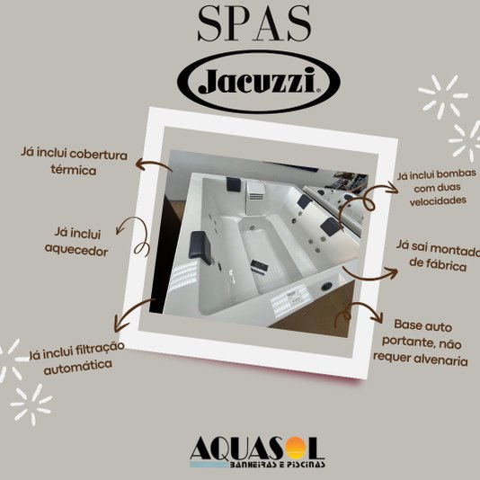 SPA Quadrado J170 Jacuzzi em Àcrílico Com Fechamento e Cobertura Térmica