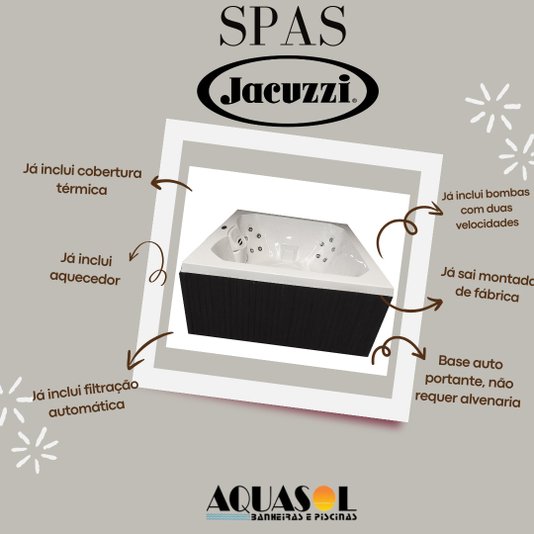 Spa Quadrado J185 Jacuzzi em Acrílico Com Cobertura Térmica