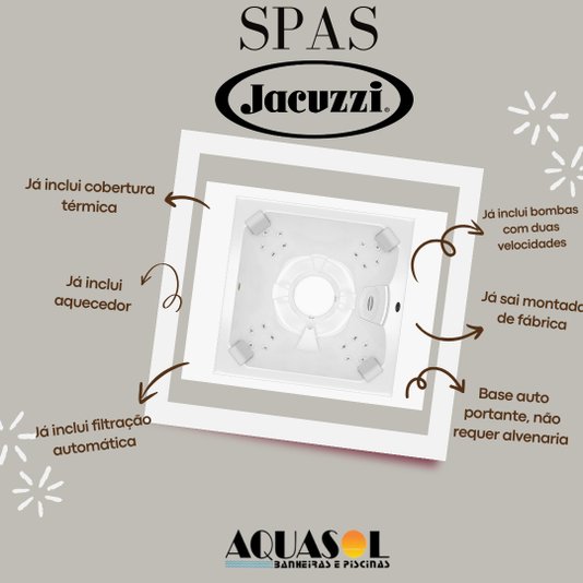 Spa Quadrado J185 Vip Jacuzzi em Acrílico Com Cobertura Térmica