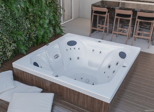 Spa Quadrado J195 Jacuzzi em Acrílico com Fechamento e Cobertura Térmica