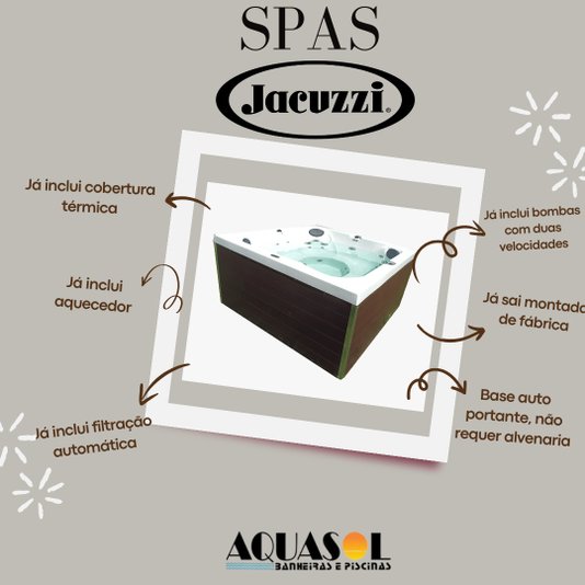 Spa Quadrado J195 Jacuzzi em Acrílico com Fechamento e Cobertura Térmica