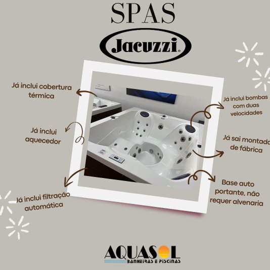 Spa Quadrado J195 L Jacuzzi em Acrílico com Fechamento e Cobertura Térmica
