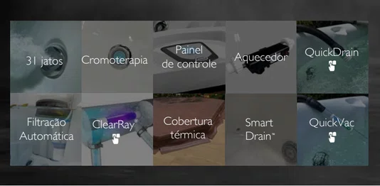 Spa Quadrado J195 L Jacuzzi em Acrílico com Fechamento e Cobertura Térmica