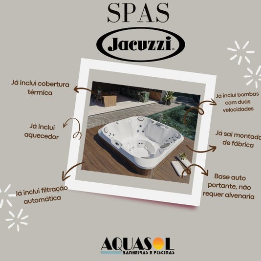 Spa Quadrado J220 Jacuzzi em Acrílico Com Cobertura Térmica
