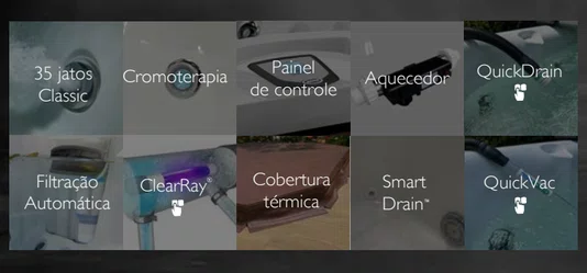 Spa Quadrado J220 Jacuzzi em Acrílico Com Cobertura Térmica