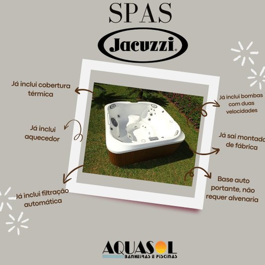 Spa Quadrado J220 Jacuzzi em Acrílico com Fechamento e Cobertura Térmica