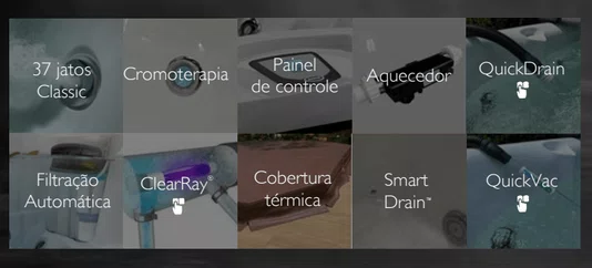 Spa Quadrado J220L 60HZ Jacuzzi em Acrílico Com Cobertura Térmica e Fechamento