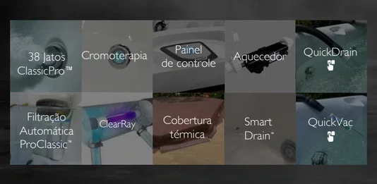 Spa Quadrado J275 Jacuzzi em Acrílico com Fechamento e Cobertura Térmica