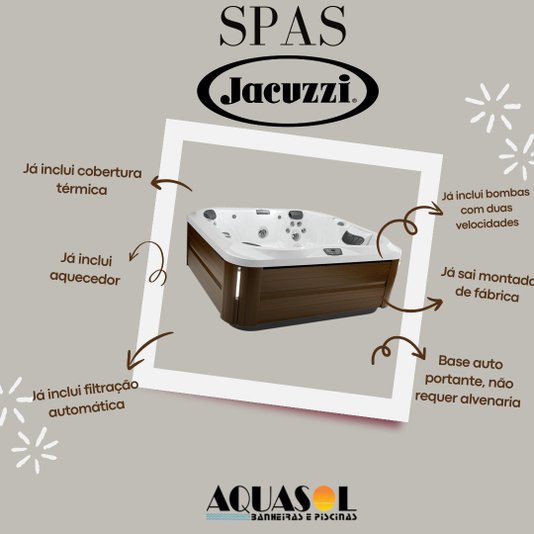 Spa Quadrado J355 Jacuzzi em Acrílico Com Fechamento e Cobertura Térmica