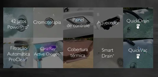 Spa Quadrado J355 Jacuzzi em Acrílico Com Fechamento e Cobertura Térmica