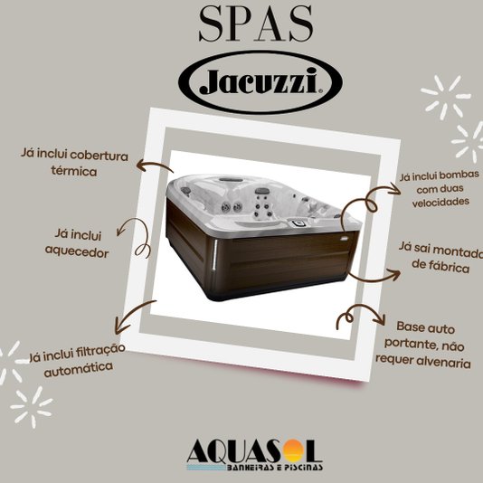 Spa Quadrado J475 Jacuzzi em Acrílico Com Fechamento e Cobertura Térmica