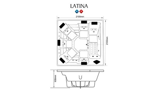 Spa Quadrado Latina em Gel Coat