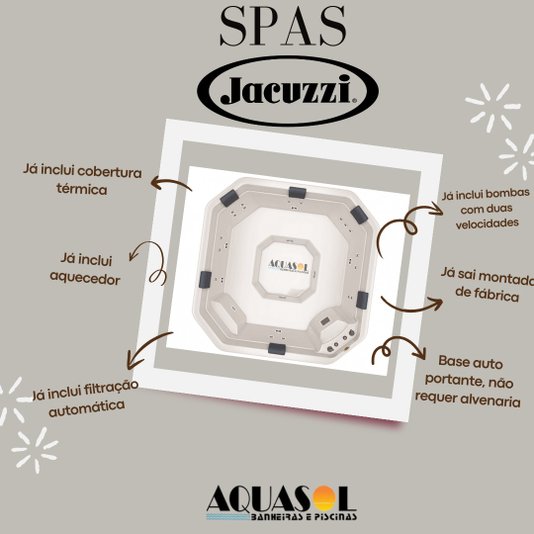 Spa Quadrado Lodge Jacuzzi em Acrílico com Fechamento e Cobertura Térmica