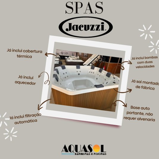 Spa Quadrado Meridian Plus Jacuzzi em Acrílico com Fechamento e Cobertura Térmica