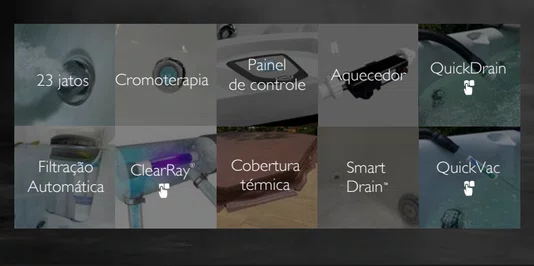 Spa Quadrado Meridian Plus Jacuzzi em Acrílico com Fechamento e Cobertura Térmica