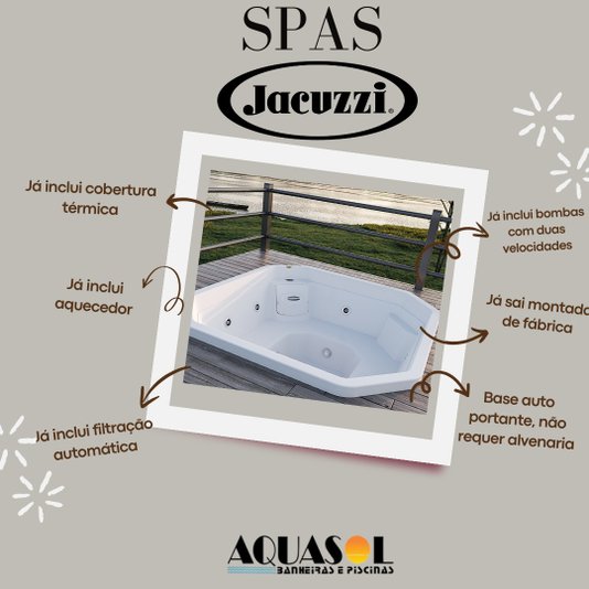 Spa Quadrado Meridian Quality Jacuzzi em Acrílico com Fechamento e Cobertura Térmica