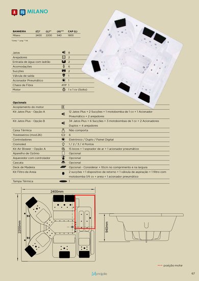 SPA Quadrado Milano em Gel Coat