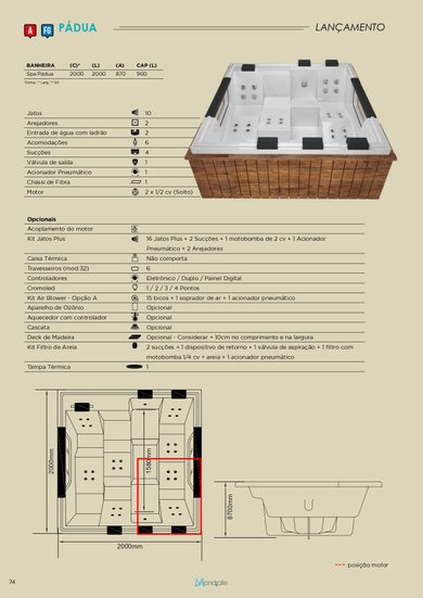 Spa quadrado Pádua  em Acrílico