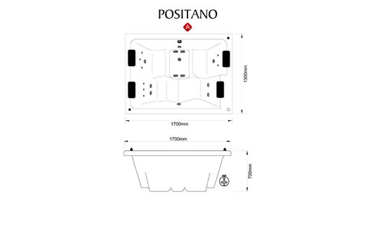 SPA Quadrado Positano em Acrílico