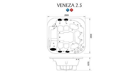 Spa Quadrado Veneza 2.5 em Acrílico
