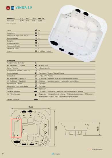Spa Quadrado Veneza 2.5 em Gel Coat