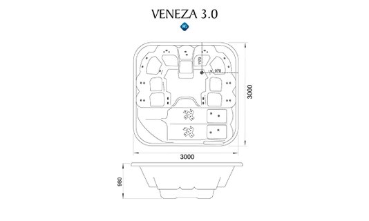 Spa Quadrado Veneza 3.0 em Gel Coat