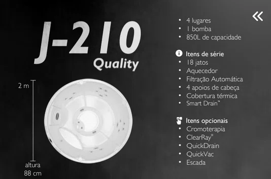 Spa Redondo J210 Quality Jacuzzi em Acrílico Com Cobertura Térmica