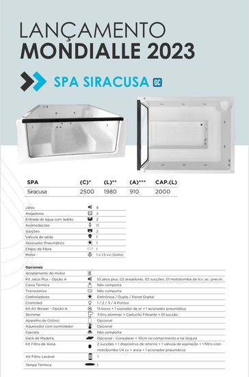 SPA Retangular Siracusa em Gel Coat