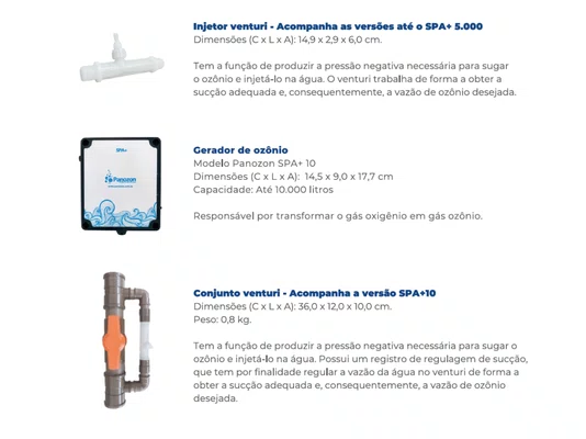 GERADOR OZONIO PANOZON SPA 1000 Tratamento para SPAs até 1000 litros