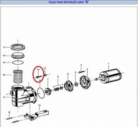 Parafuso Sextavado do Motor de Piscina Jacuzzi A