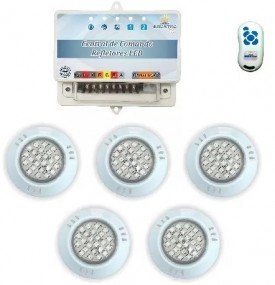Conjunto Led para Piscina com 5 Refletores Power Rgb