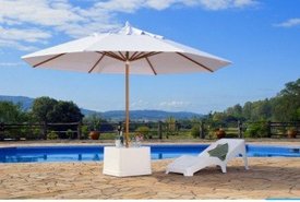 Guarda-sol Tipo Italiano Ombrelone Redondo 4,00m Em Madeira e Vinil