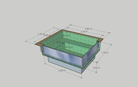 Piscina SPA de Cerâmica 2,85 x 2,35 com Vidro Duplo em L