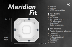 Spa Quadrado Meridian Fit Jacuzzi em Acrílico Com Cobertura Térmica